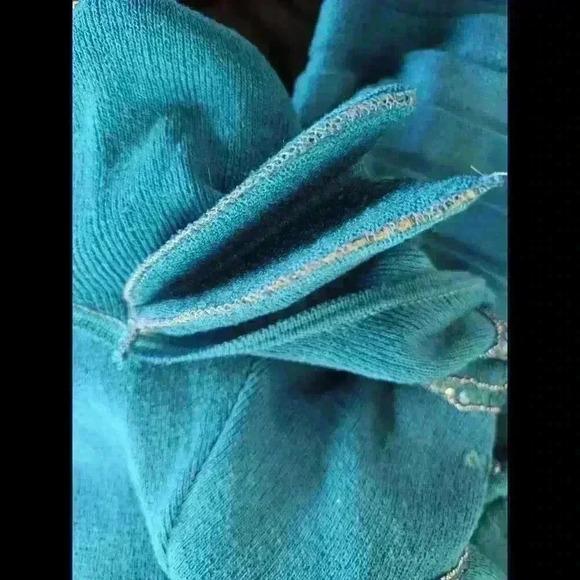 VINTAGE Glitters sequin Ocean Blue Embellished Sweater dress - Picture 6 of 6